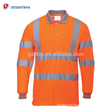 Camisa de trabajo de seguridad de manga larga y alta visibilidad Ropa de trabajo transpirable Camiseta reflectante de seguridad Camiseta de polo de seguridad